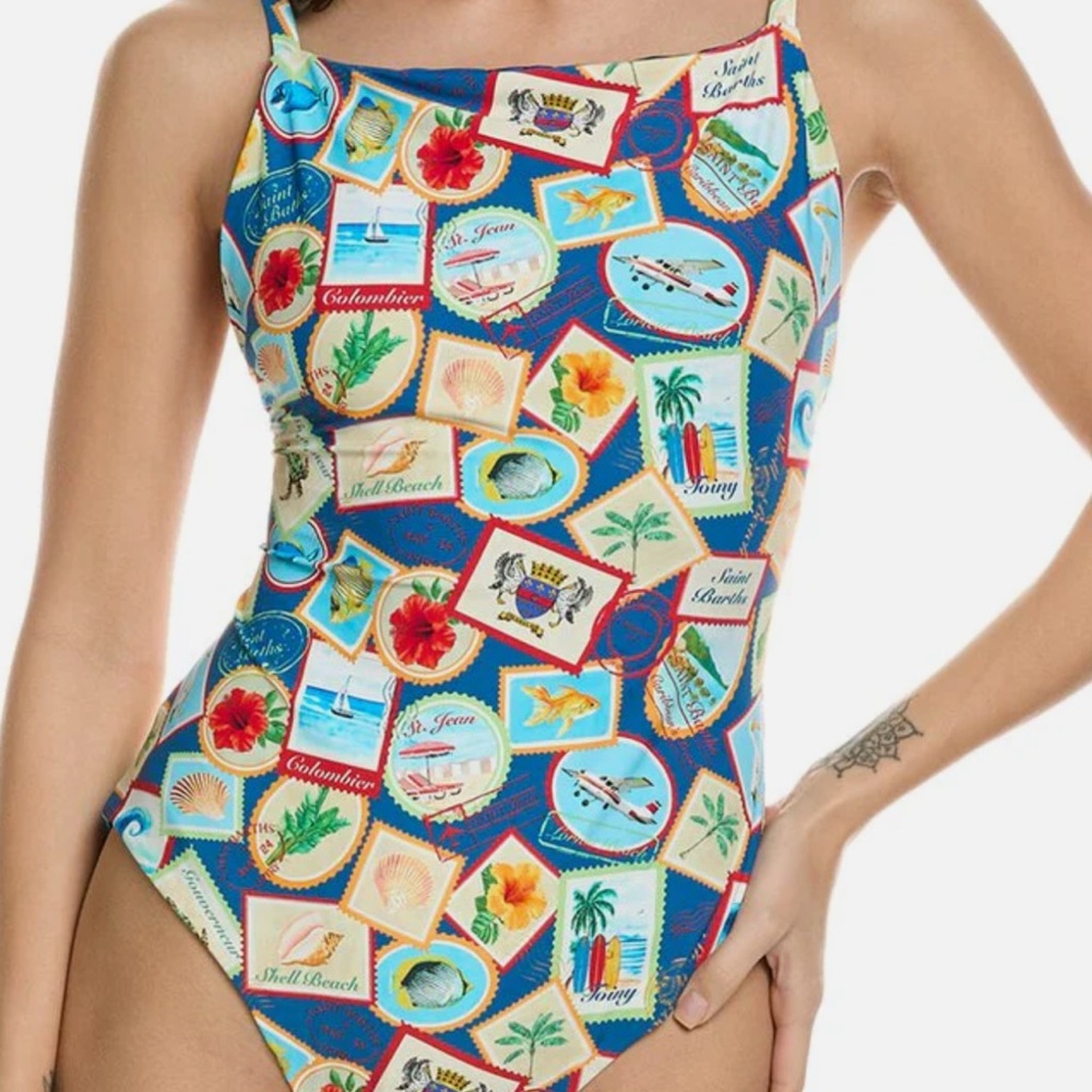 WeWoreWhat Colorful Square Neck One Piece